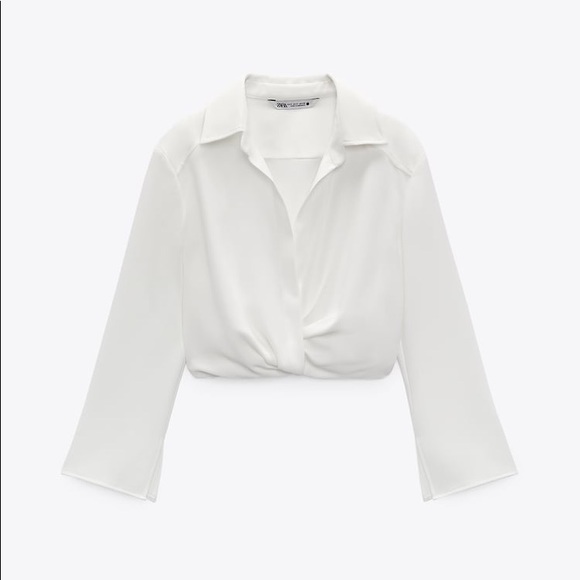 Zara | Tops | Nwt Zara Pleated Crop Top White Small | Poshmark